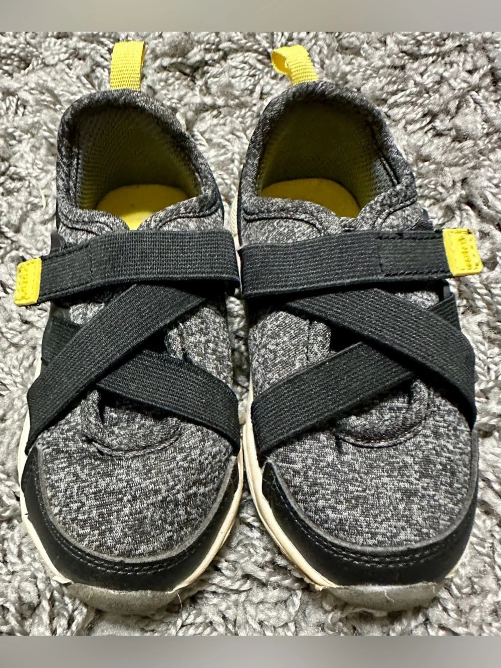 Carter's Black Knit Slip-On Kids Sneakers with Yellow Accents